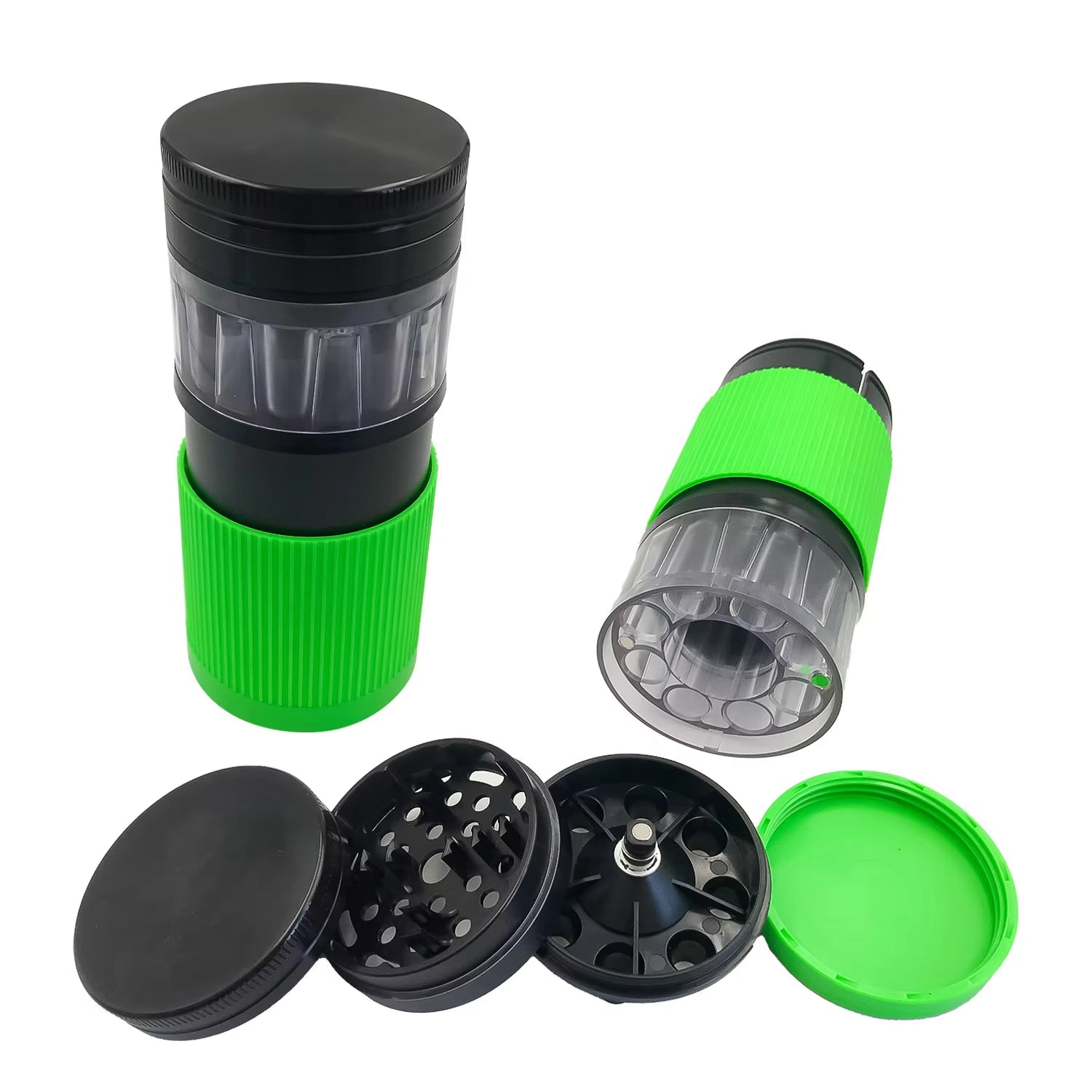 One-Piece Multifunctional Metal Tobacco Grinder with 8 Pre Horn Cone Tubes Herb Crusher Can Store Cigarettes Smoking Accessories