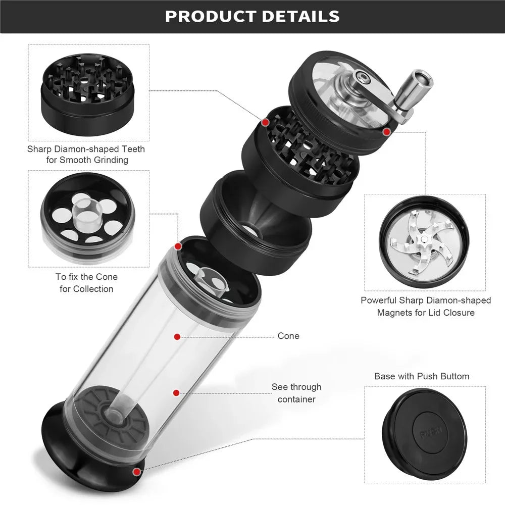 4 Layer 50Mm Joint Roller Cigarette Making Machine,Spice Grinder 3-In-1 Hand Crank Loader Crusher Filler,Smoking Accessories