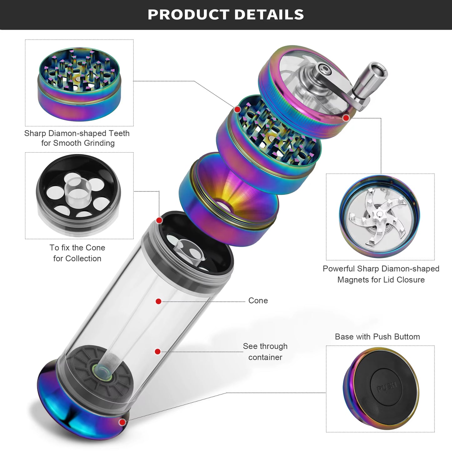 4 Layer 50Mm Joint Roller Cigarette Making Machine Manual Aluminum Spice Grass Herb Tobacco Grinder Crusher Smoking Accessories