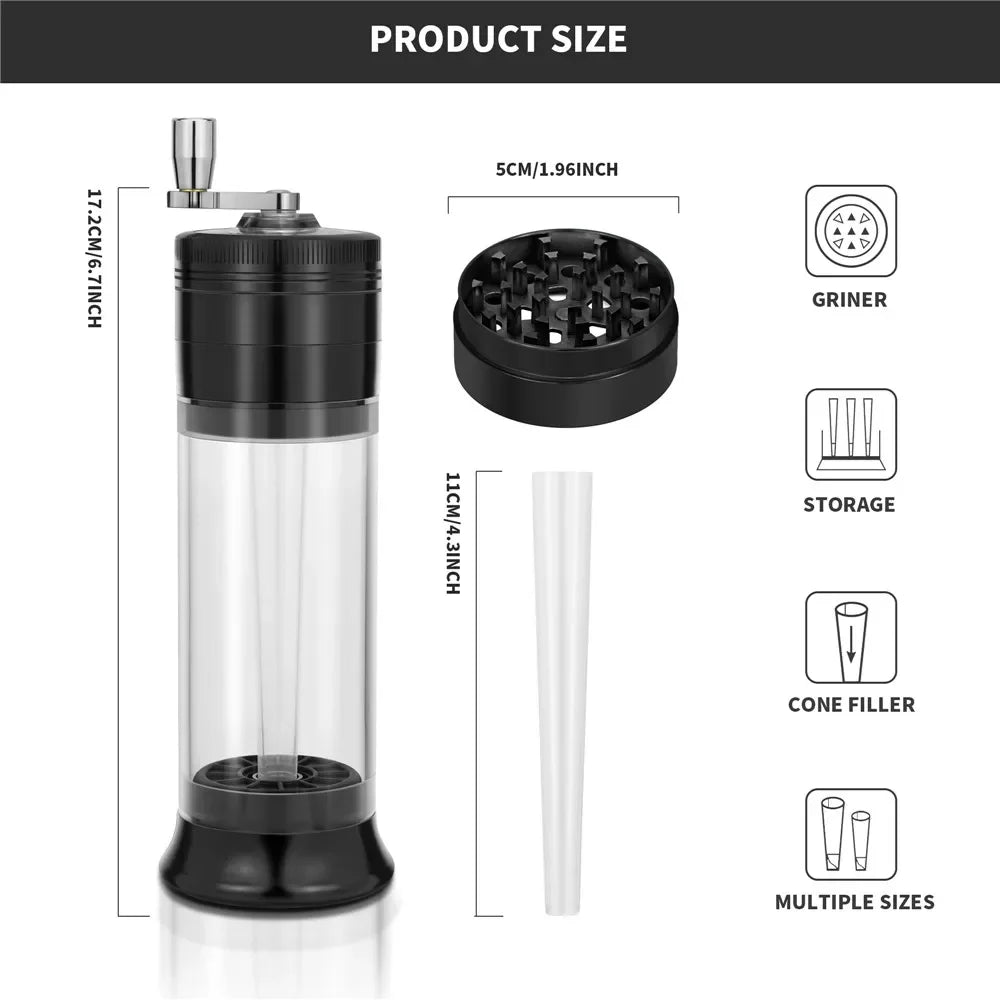 4 Layer 50Mm Joint Roller Cigarette Making Machine,Spice Grinder 3-In-1 Hand Crank Loader Crusher Filler,Smoking Accessories