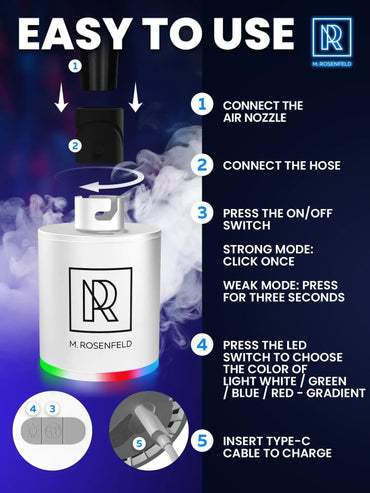 White Hookah Pump with 1300 mAh Rechargeable Battery Electric Hookah Air Pump