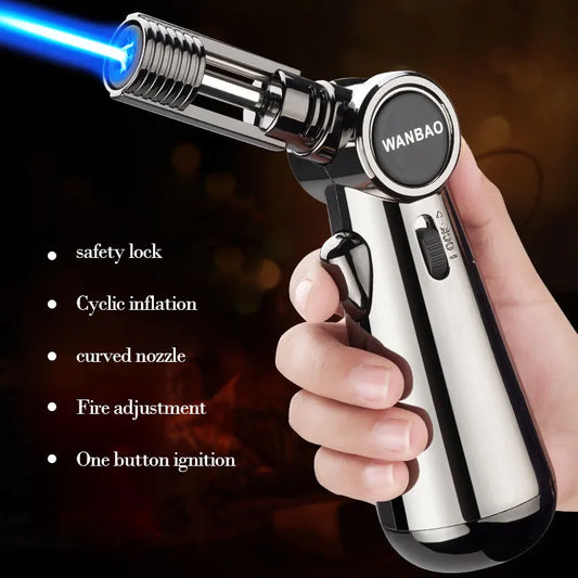 Torch Gas Windproof BBQ Kitchen Cooking Jet Turbo Cigar Lighter High Capacity Spray Gun Jewelry Metal Welding Gifts for Men