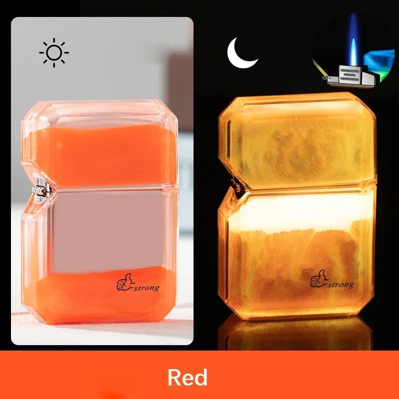 Luminous Quicksand Fluorescent Gas Lighter Windproof Creative Transparent Shell Cigarette Accessories Give Boyfriend Trendy Gift