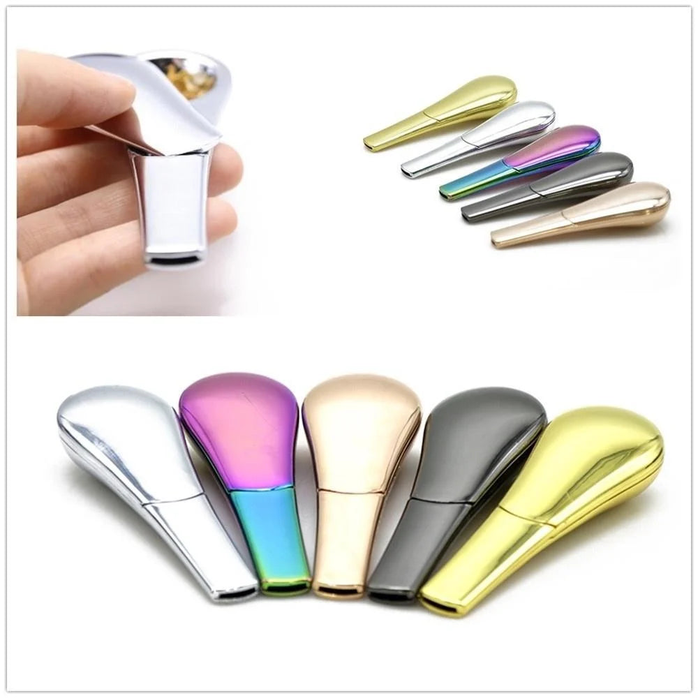 1Pc Metal Spoon Smoking Pipe Portable Magnetic Herb Tobacco Cigarette Metal Pipe Metal Smoking Pipe Accessories