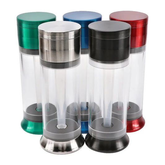 New Conical Filler Grinder 58Mm Zinc Alloy Four Layers with Funnel Storage Room Manual Smoke Grinder