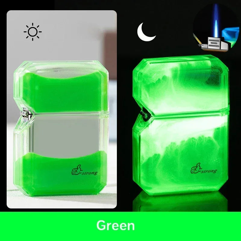 Luminous Quicksand Fluorescent Gas Lighter Windproof Creative Transparent Shell Cigarette Accessories Give Boyfriend Trendy Gift