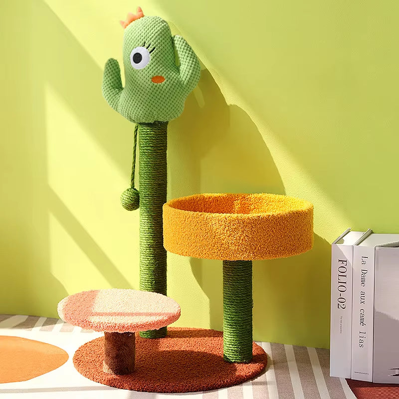 Sisal Cat Tree Cactus Style Cat Tower Kitten Climbing Frame Cute Funny Jumping Platform Sisal Cat Scratching Post Pet Supplies