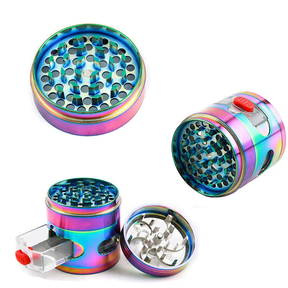 63MM Metal Herb Tobacco Grinder Rainbow Spice Grinder Hand Cranked 4 Layer Cigarette Spice Crusher Smoking Accessories