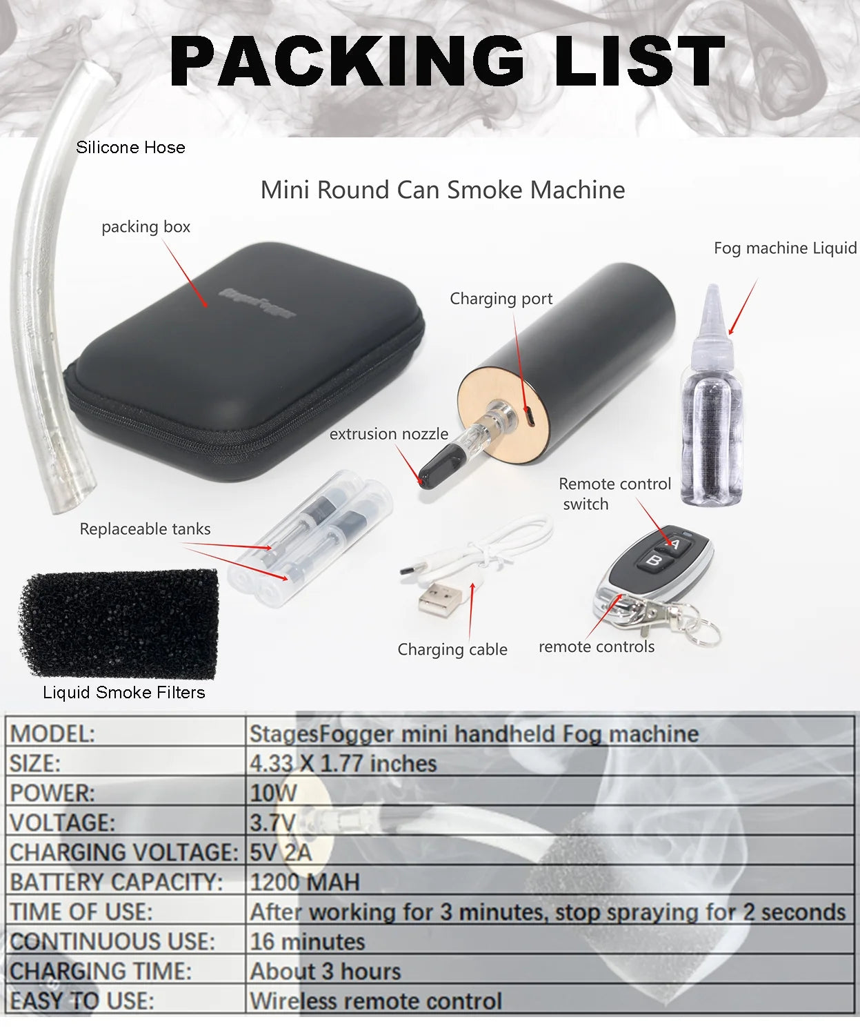 Mini Smoke Fog Machine Remote Control