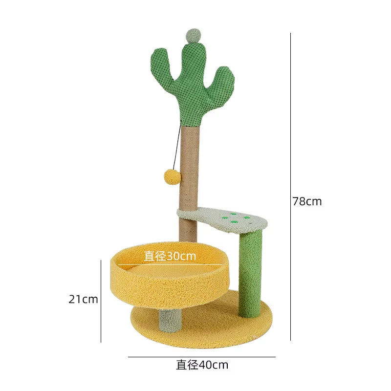 Sisal Cat Tree Cactus Style Cat Tower Kitten Climbing Frame Cute Funny Jumping Platform Sisal Cat Scratching Post Pet Supplies