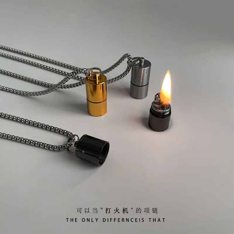 Punk Lighter Men Stainless Steel Necklace