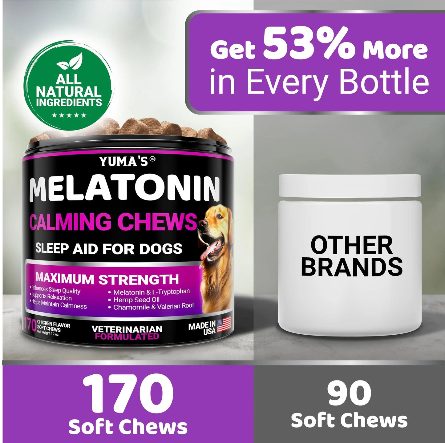 Melatonin Calming Chews for Dogs Stress